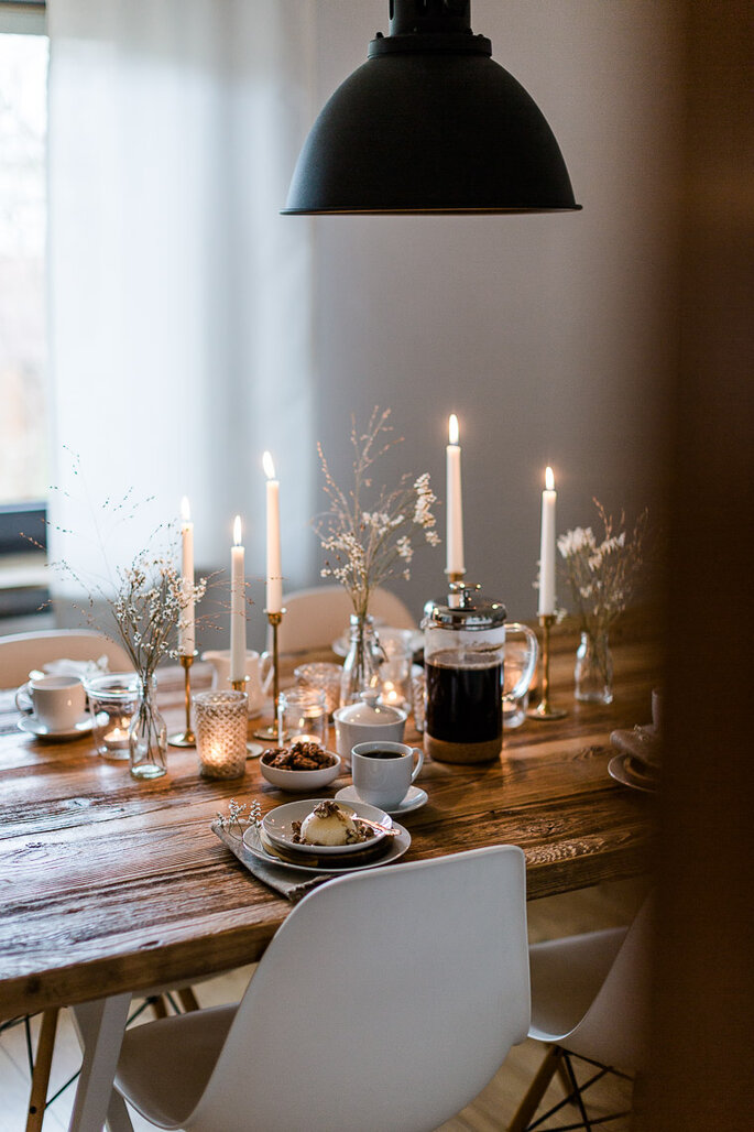 Centre de table de mariage avec bougies