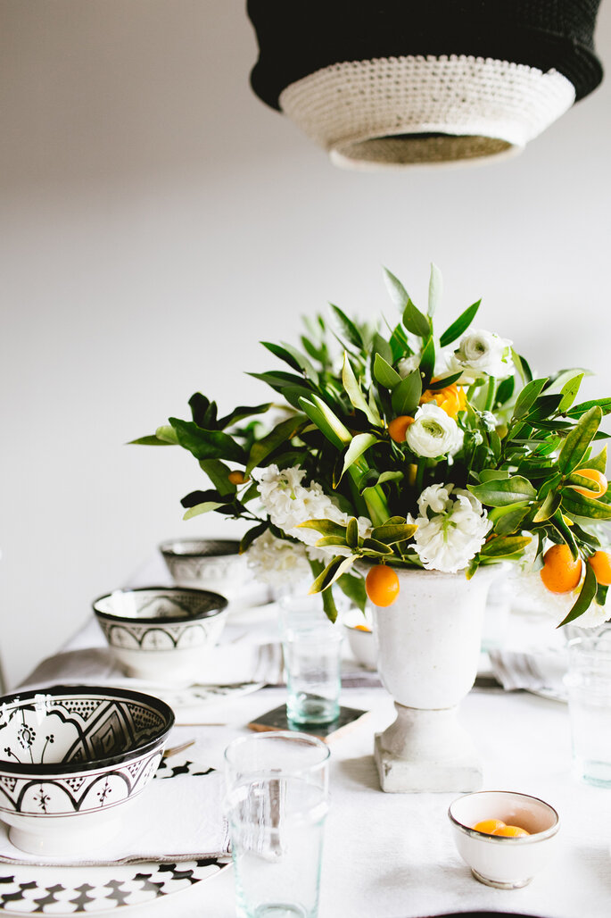 Centre de table de mariage avec plantes